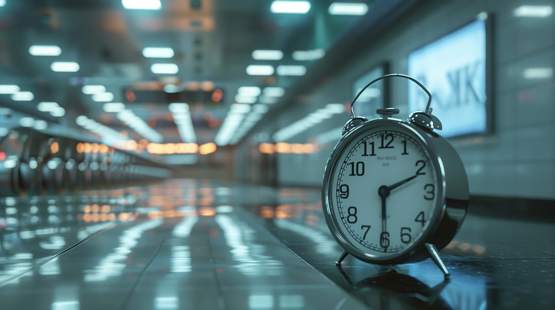 A clock sitting on the floor.