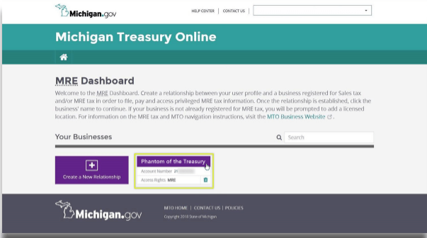Michigan Treasury Online MRE Dashboard
