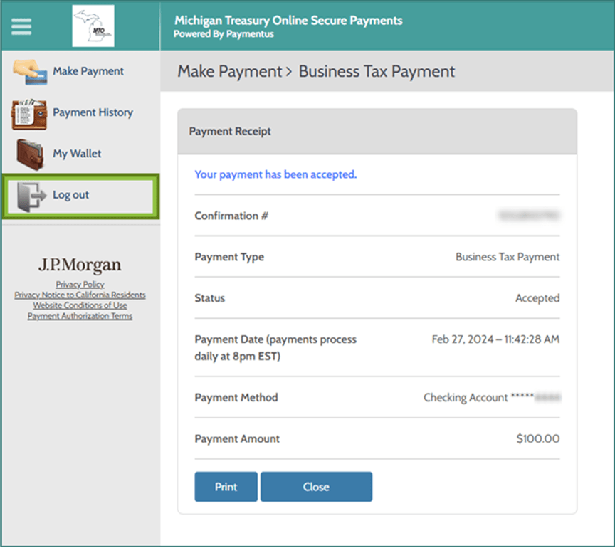 Logging out of Paymentus