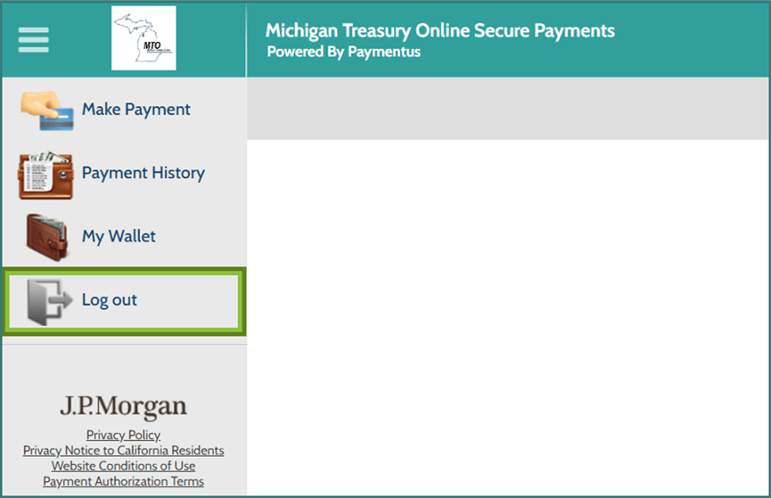 Paymentus Logout screen.