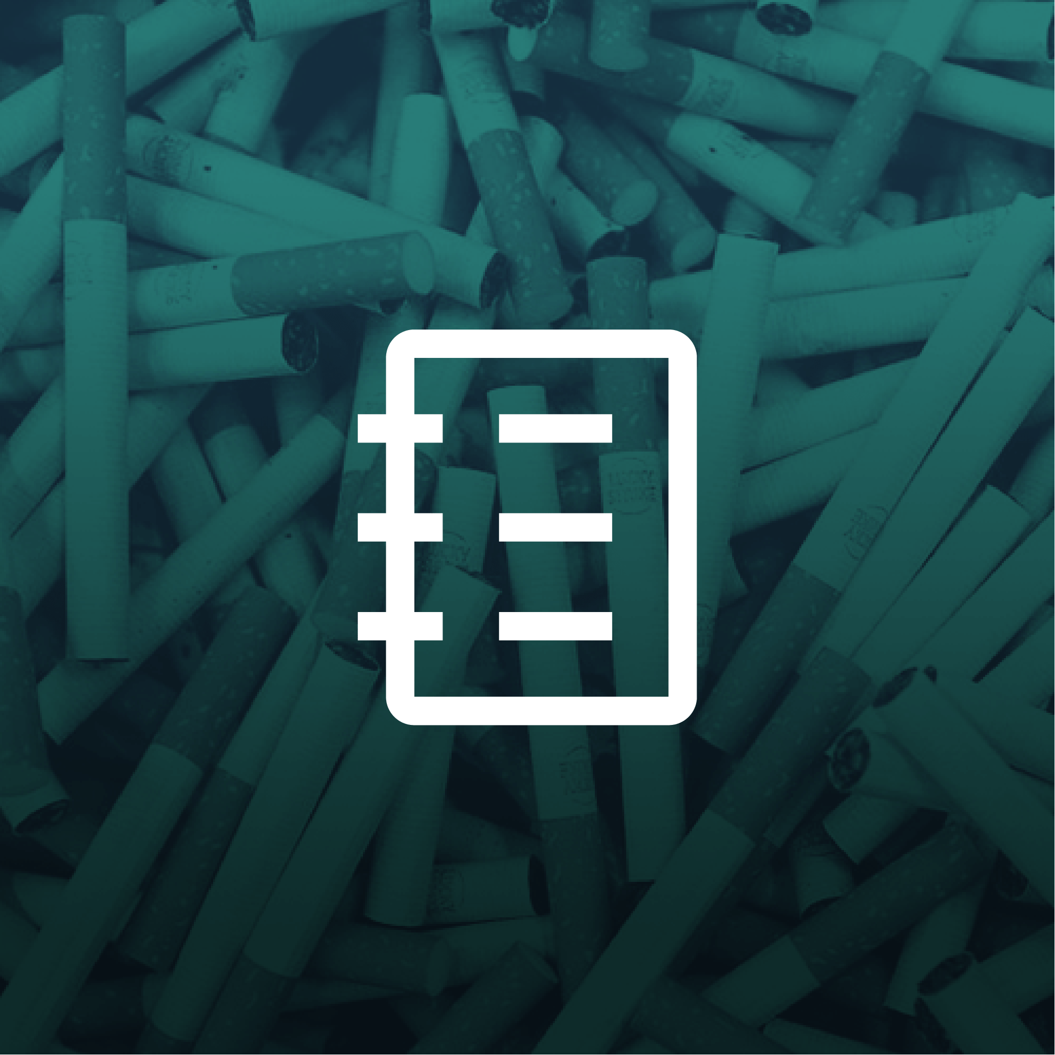 Icon of Cigarette over background of tobacco