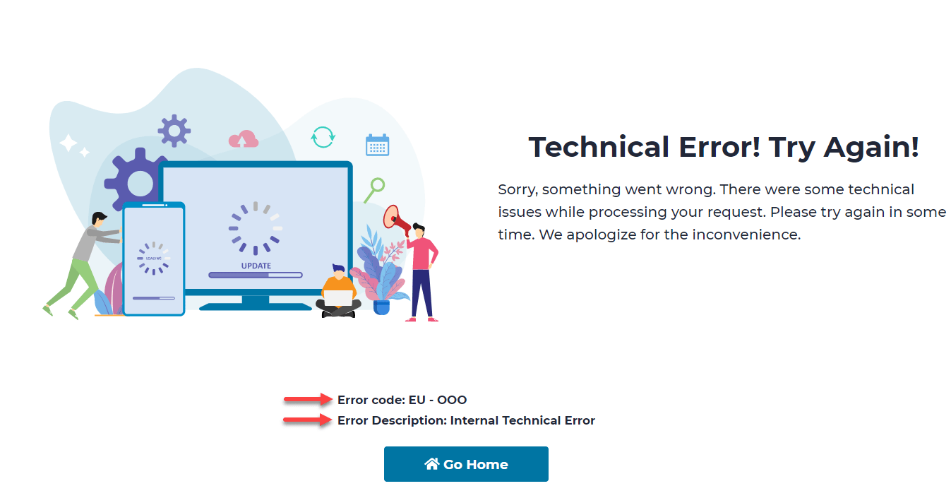 eServices Technical error