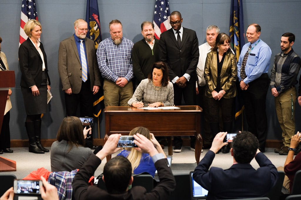 Gov. Whitmer signing Executive Directive 2019-01