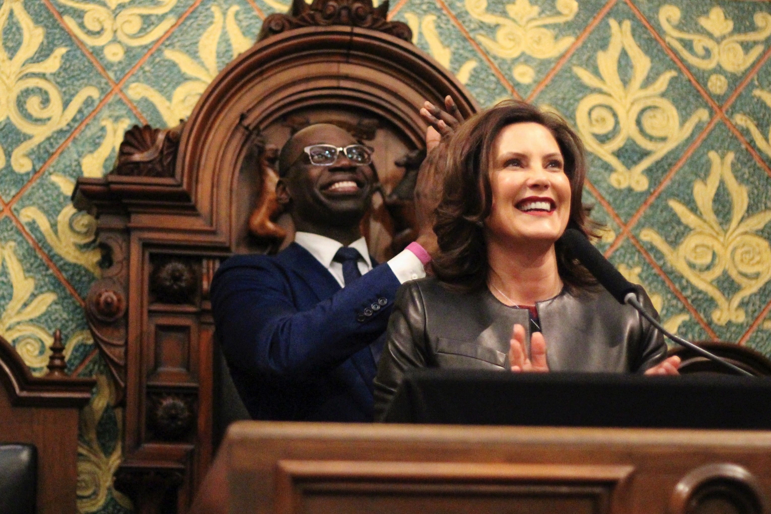 Photo of Governor Whitmer at the 2020 State of the State.